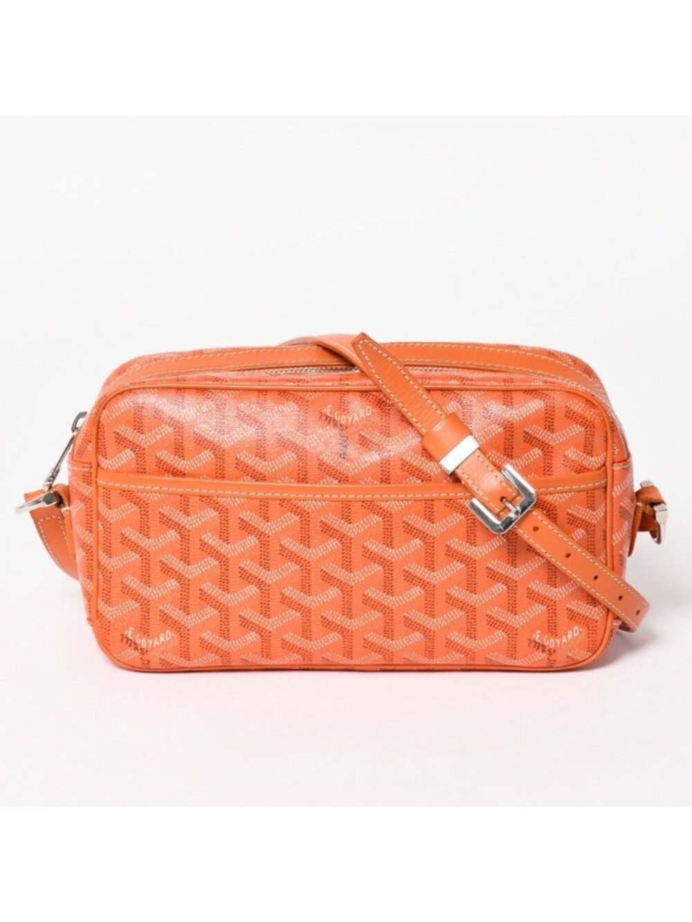Goyard Cup Vert PM Shoulder Bag Orange Leather Silver